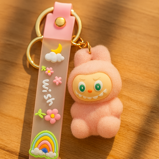 Labubu - Wish & Fuzz Rainbow Wrist‑Strap Keychain