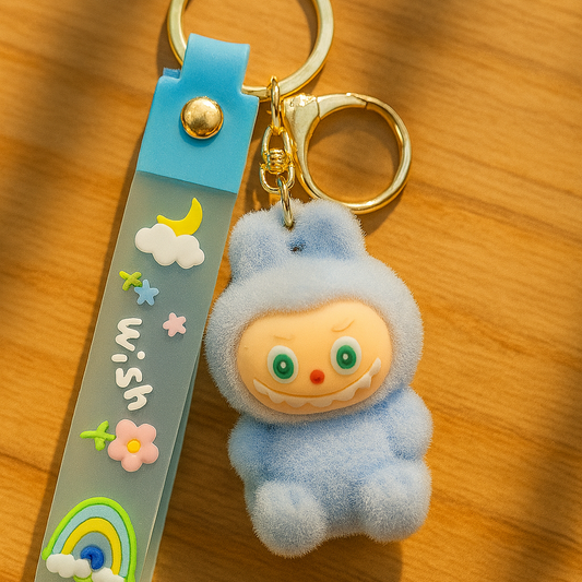 Labubu - Wish & Fuzz Rainbow Wrist‑Strap Keychain